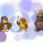 便秘大魔王と戦う母雀と賢者を描いたイラスト