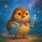 頑張りすぎたダイエットの失敗を踏まえ、糖質制限＋軽運動で再起を誓う雀の図