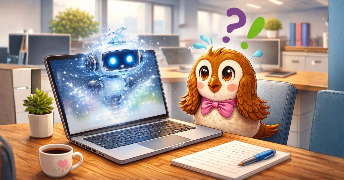 新人Copilot君が急に消失し、困惑する図