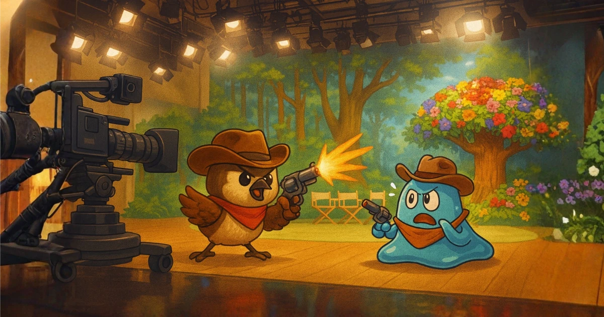 兄雀のTV収録の様子を描いたイラスト