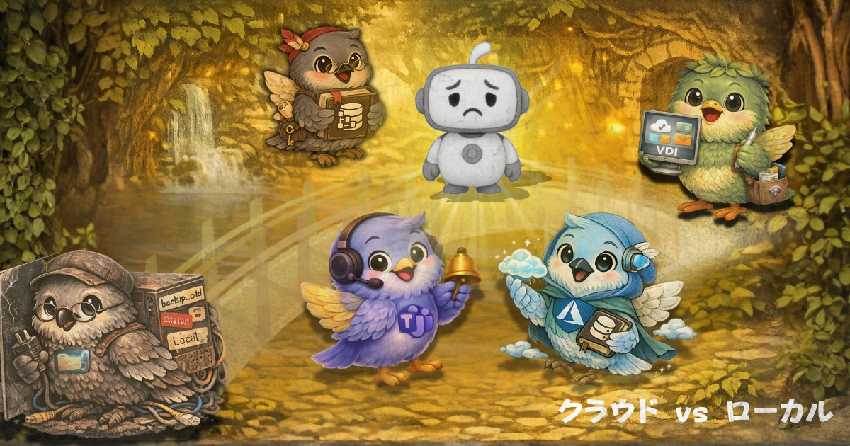 ローカル環境とクラウド環境の狭間で翻弄されるAIの図