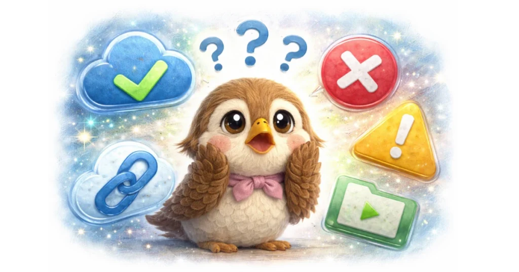 OneDriveのアイコンに困惑する様子