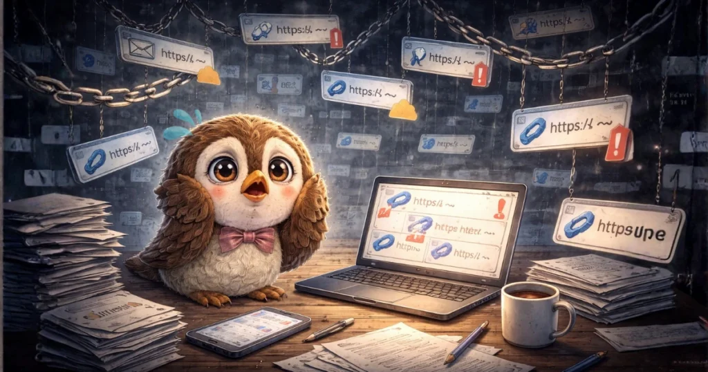 SharePointの共有リンクの罠にはまって、データに縛られる図