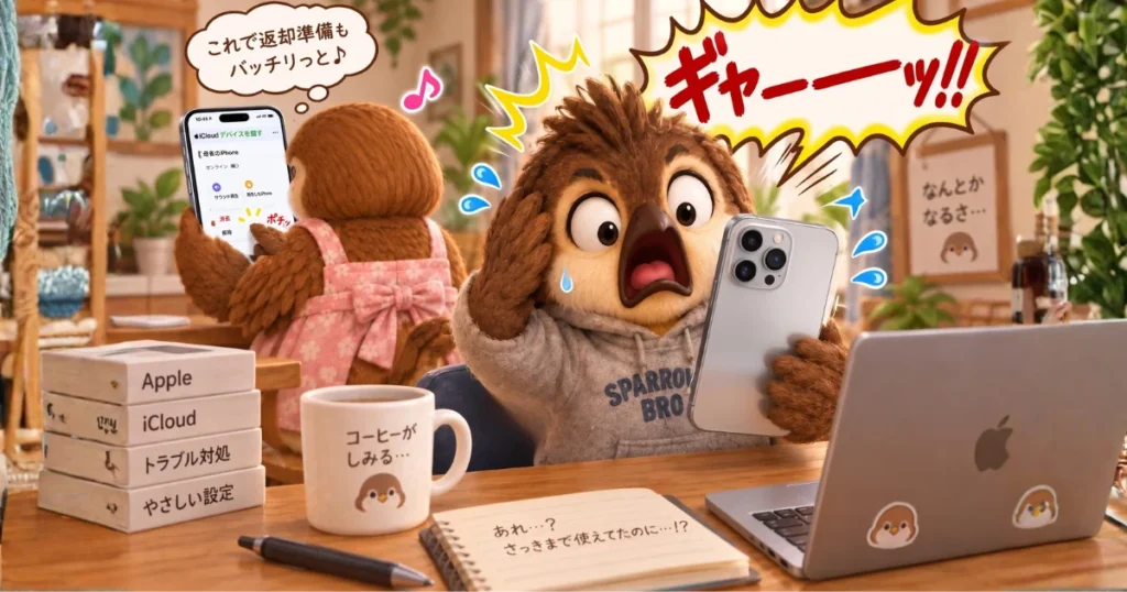間違えてIPHONEの遠隔初期化を行い、現役端末が手元で初期化されていく様子